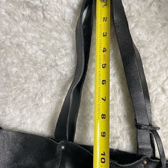 Pulicati made in Italy leather black extra large tote silver tone accent. - Picture 7 of 12